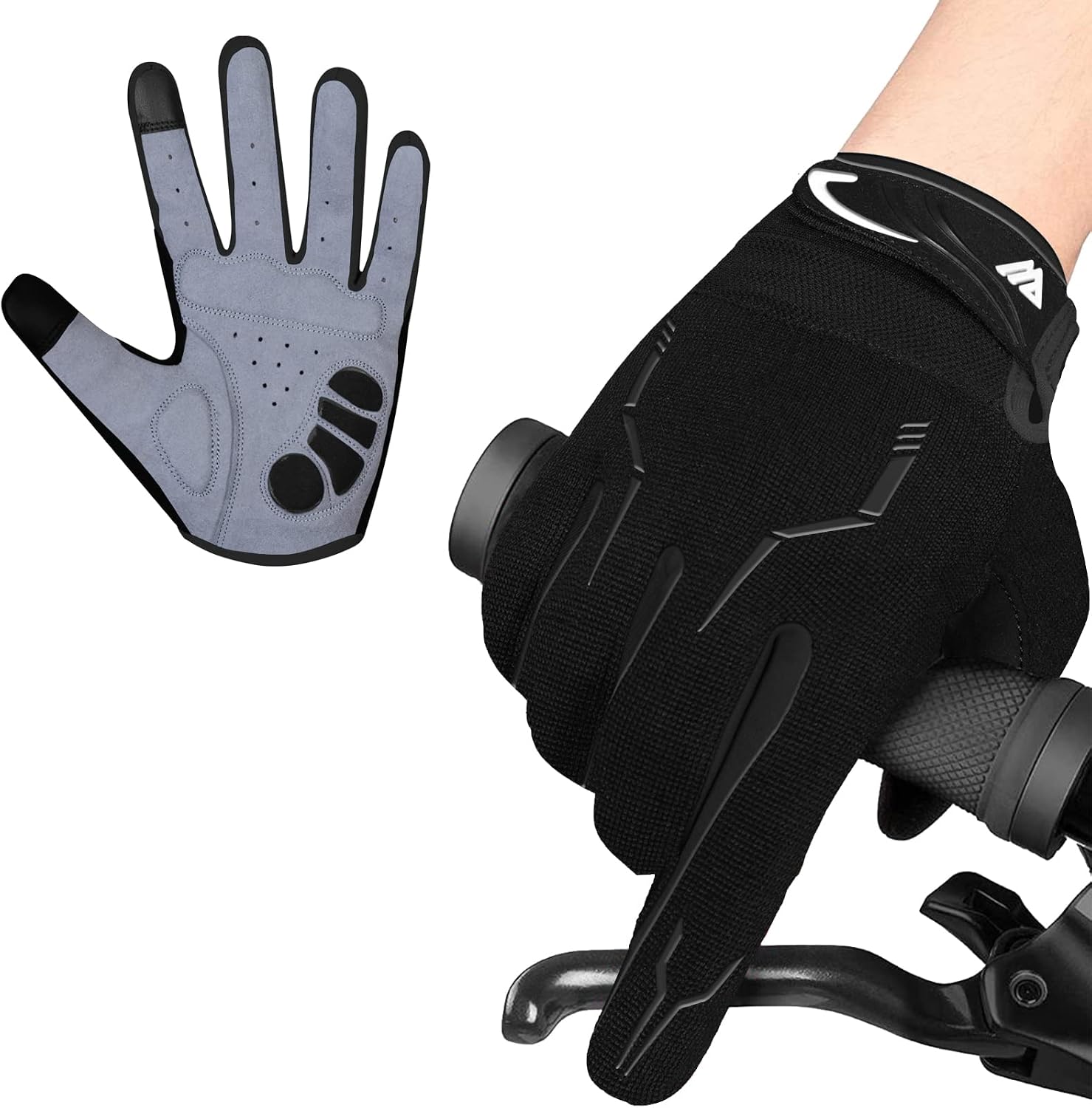 WESTWOOD FOX Cycling Gloves for Men Full Finger BMX Bike Mountain Bike Gloves Grips Bicycle Touchscreen MTB Gloves Padded Anti-Slip Riding Gloves for Men Women Wheelchairs Road Bike