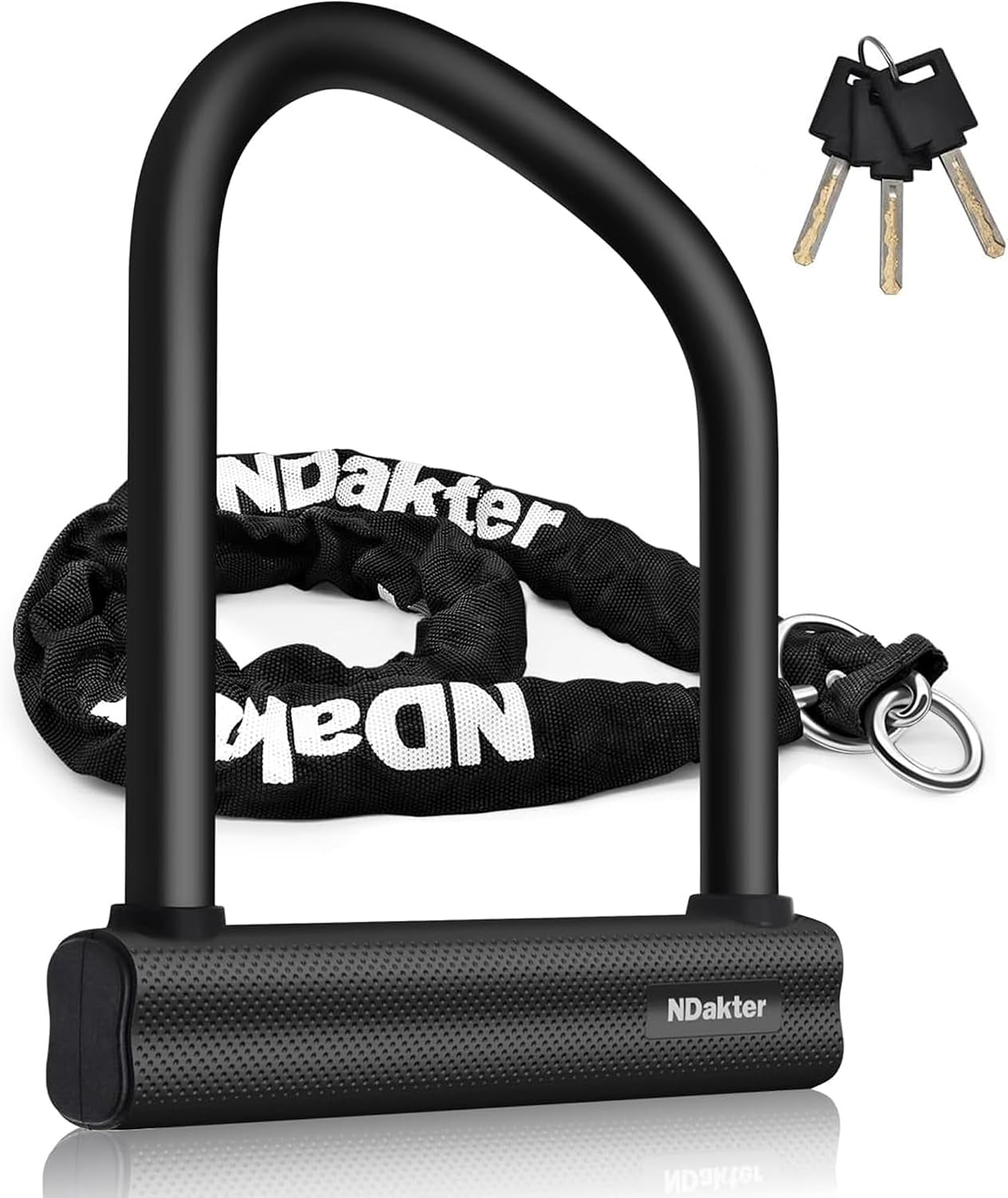 NDakter Bike Lock Heavy Duty 18mm U Lock with 4FT Chain
