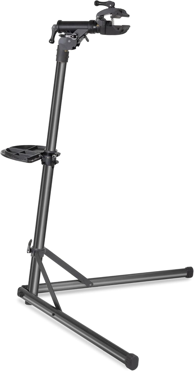 BikeHand Bike Repair Stand - Home Portable Bicycle Mechanics Workstand - for Mountain MTB Road Bikes Maintenance - Max. 55 lbs Black