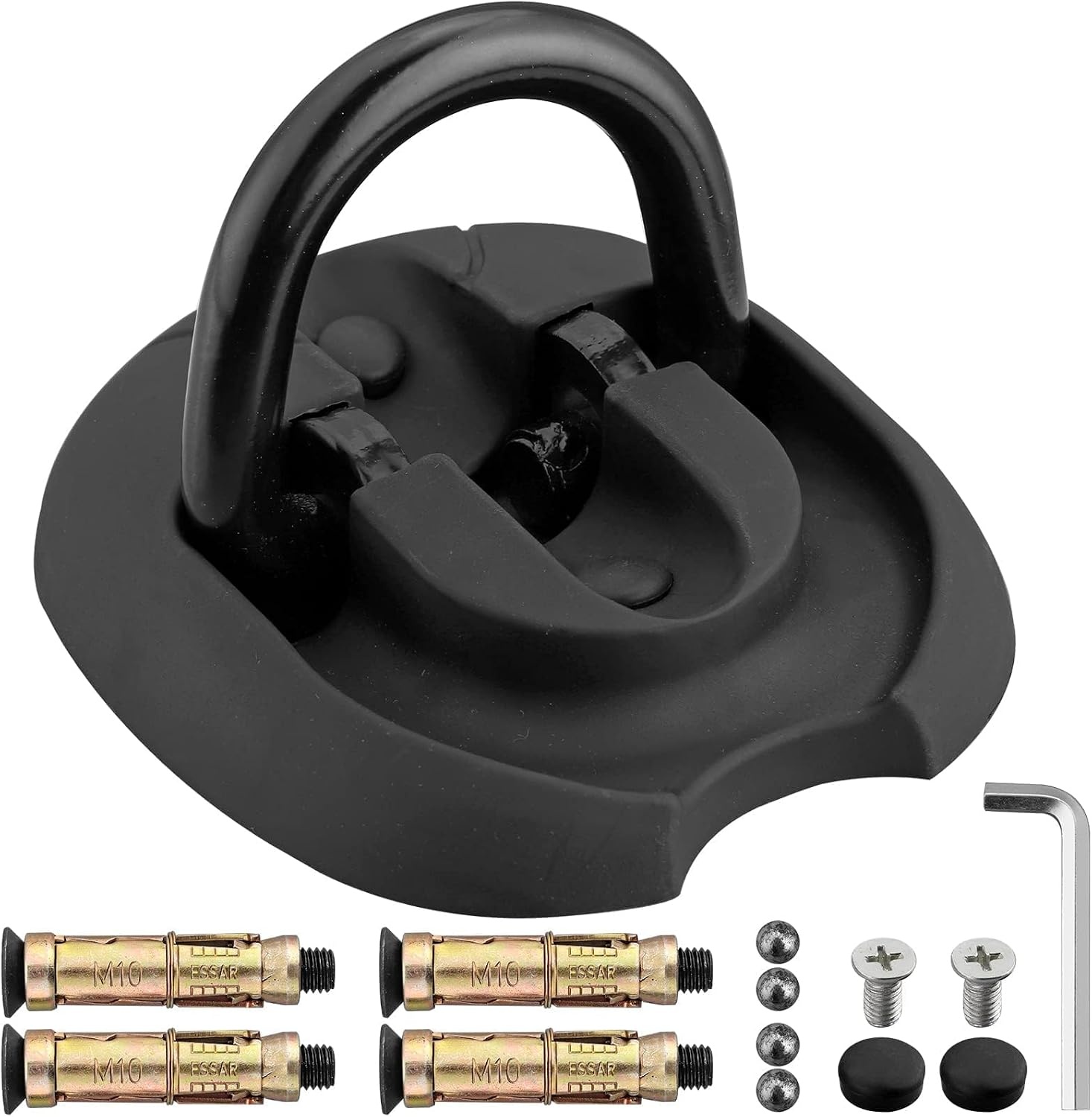 VINTEAM Heavy-Duty Ground Anchor with Spacious Internal Storage for Multiple Chain Locks, Perfect for Motorcycle and Bike Security - Features Reliable Fastening Points and Convenient Foldable Design